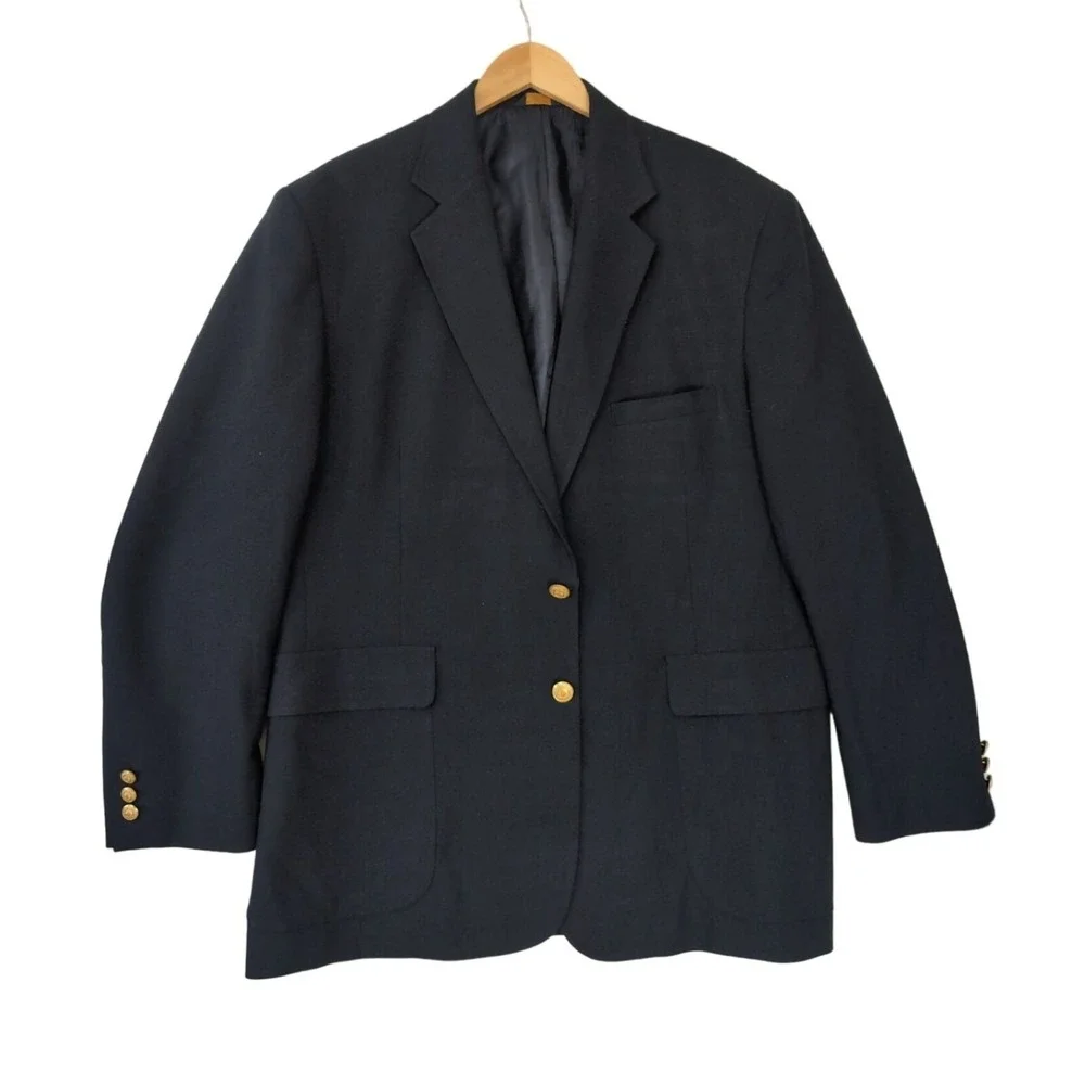 Edwards Blazer Mens 44R‎ Navy Blue 2 Button Single Vent Business Professional